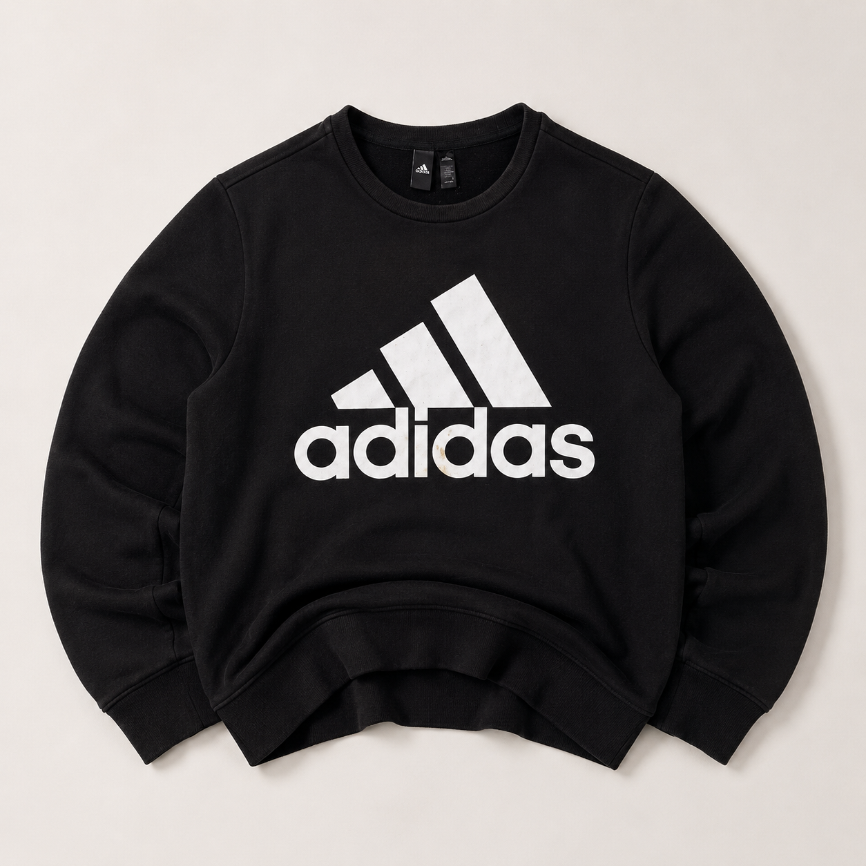 Adidas Essentials Big Logo Black Crewneck Sweatshirt