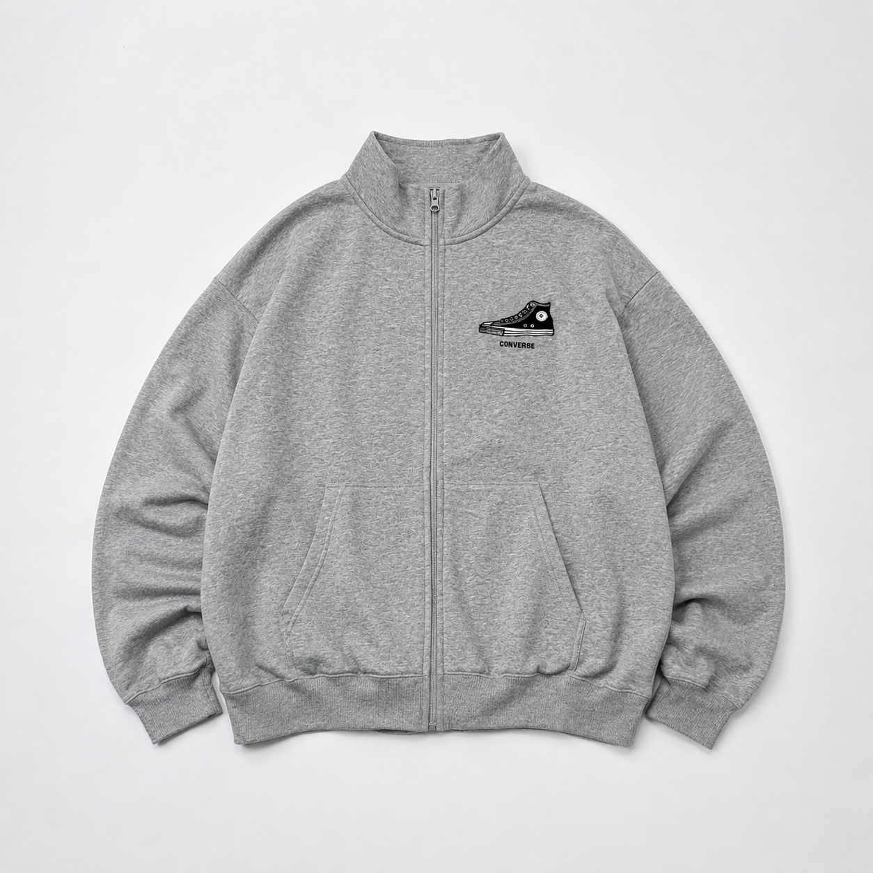 Converse Embroidered Track Jacket – Heather Gray