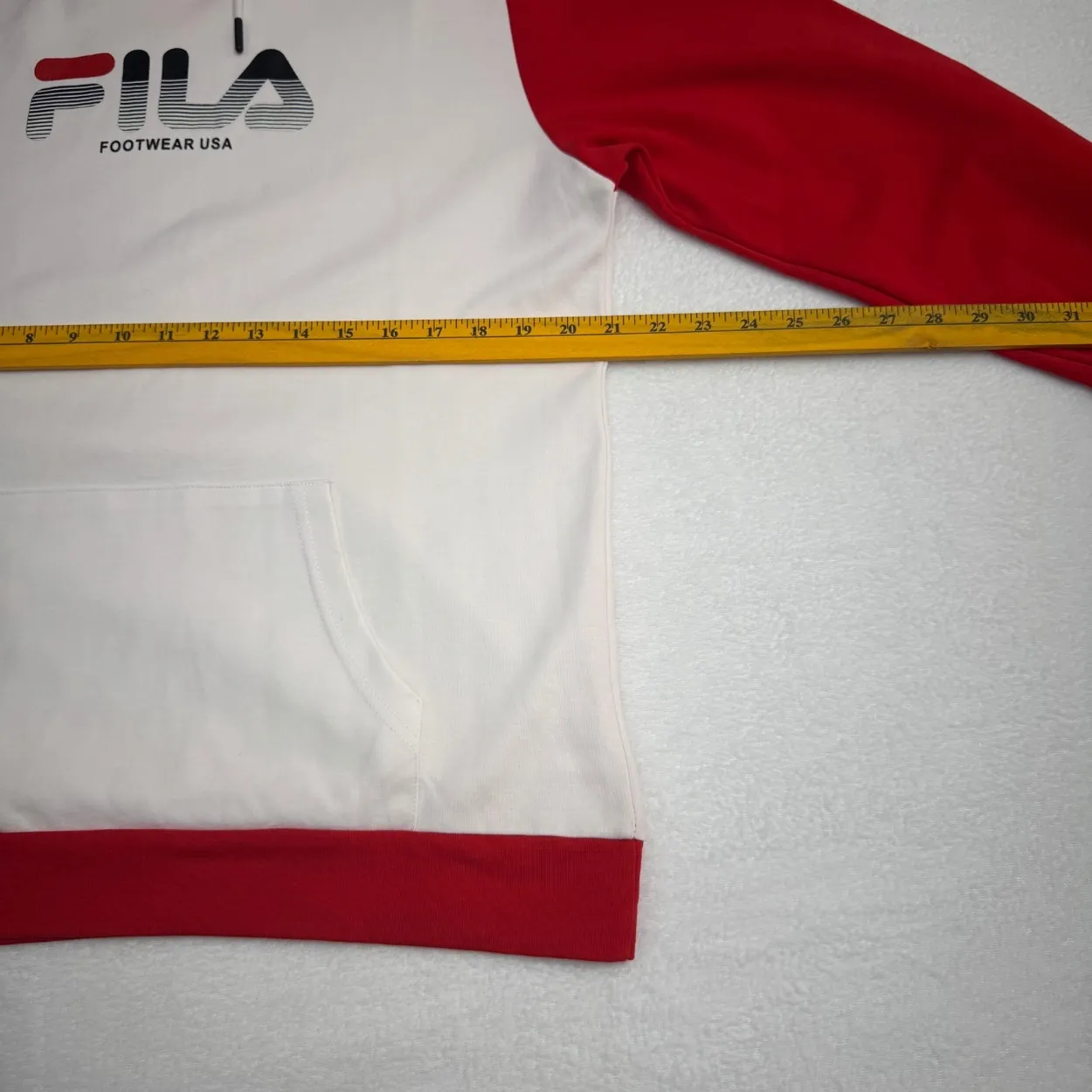 FILA Colorblock Red & White Pullover Hoodie