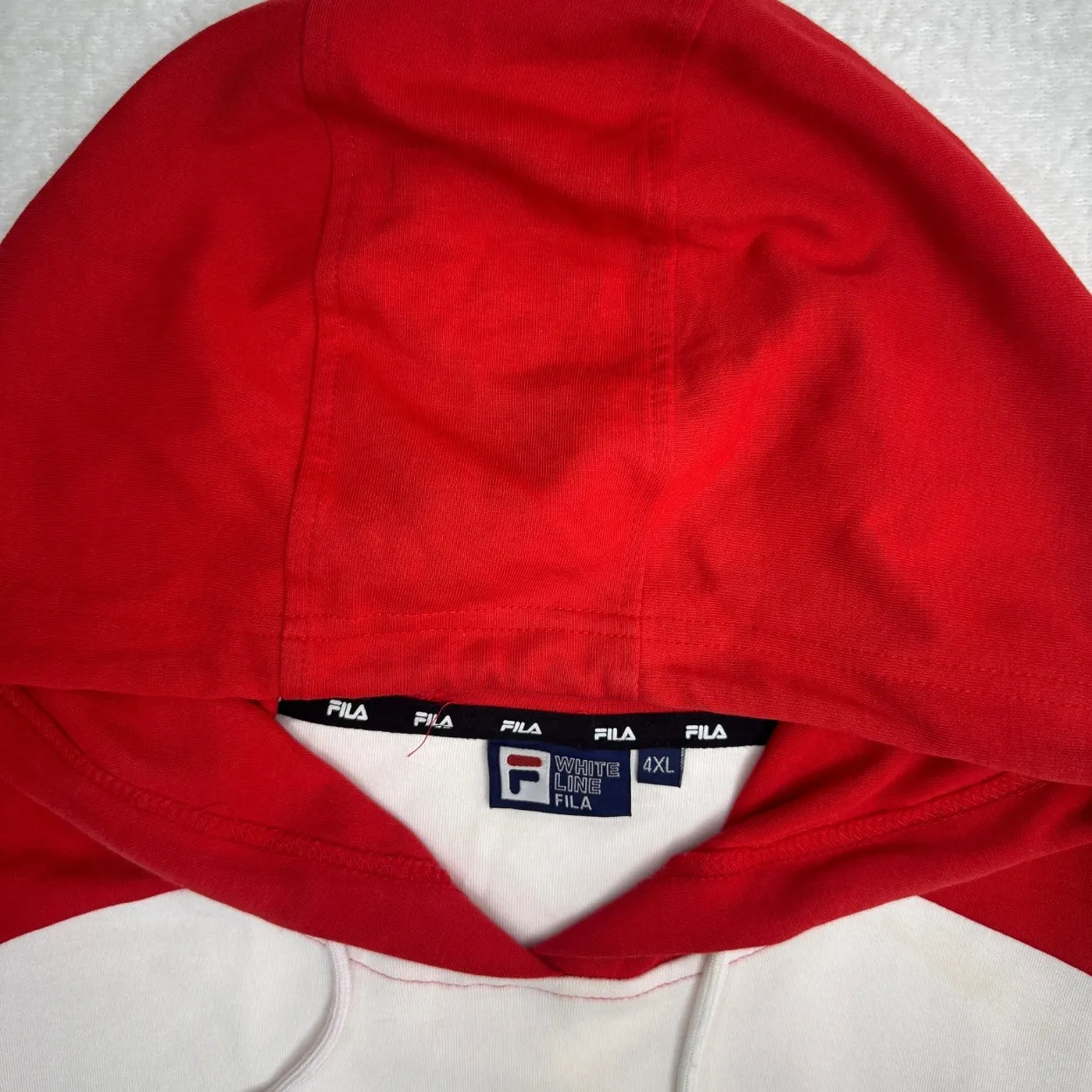 FILA Colorblock Red & White Pullover Hoodie