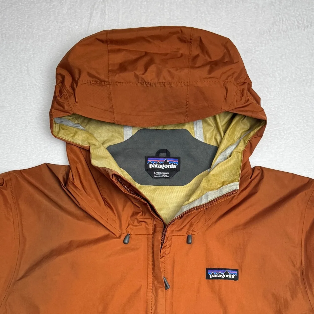 Patagonia Rust Orange Hooded Rain Jacket