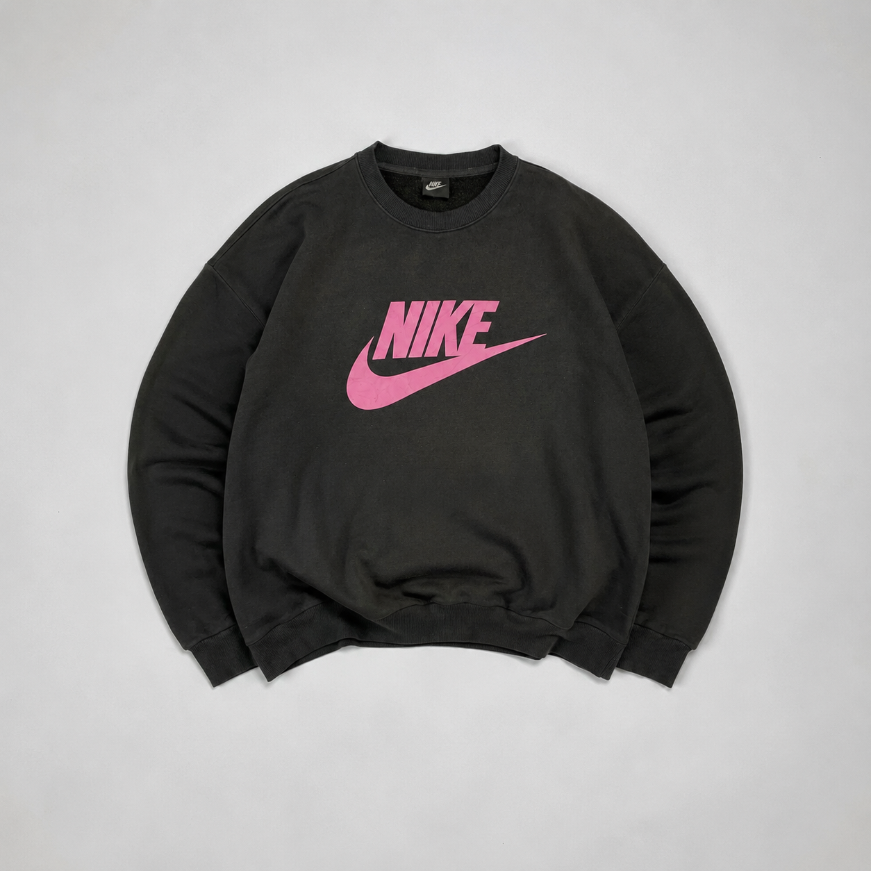 Nike Black Crewneck Sweatshirt with Pink Logo