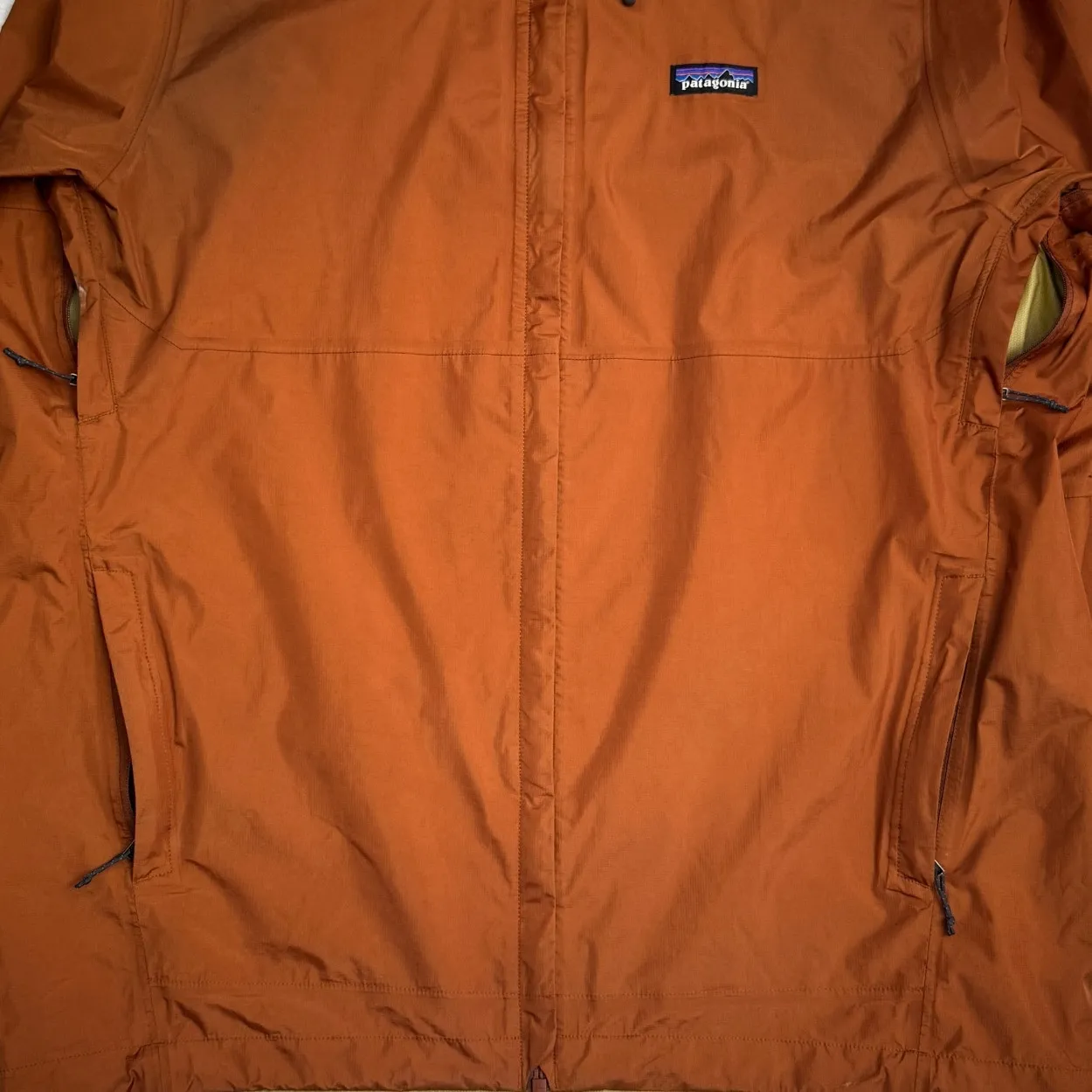 Patagonia Rust Orange Hooded Rain Jacket