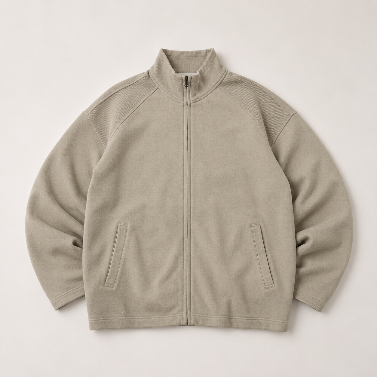 Beige Full-Zip Fleece Jacket