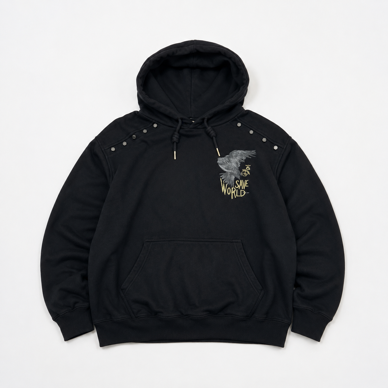 Save the World Graphic Hoodie – Black