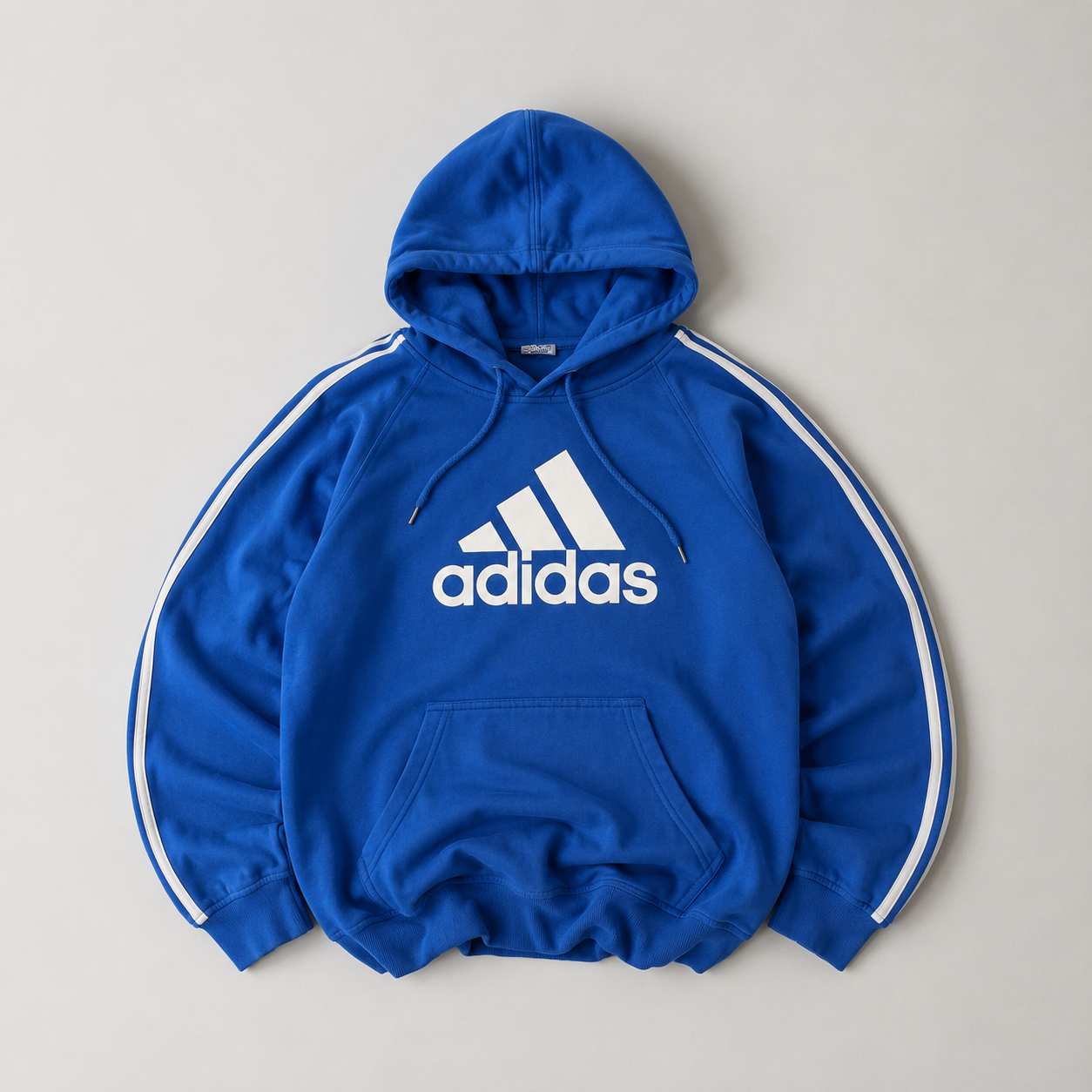 Adidas Blue Three-Stripe Pullover Hoodie