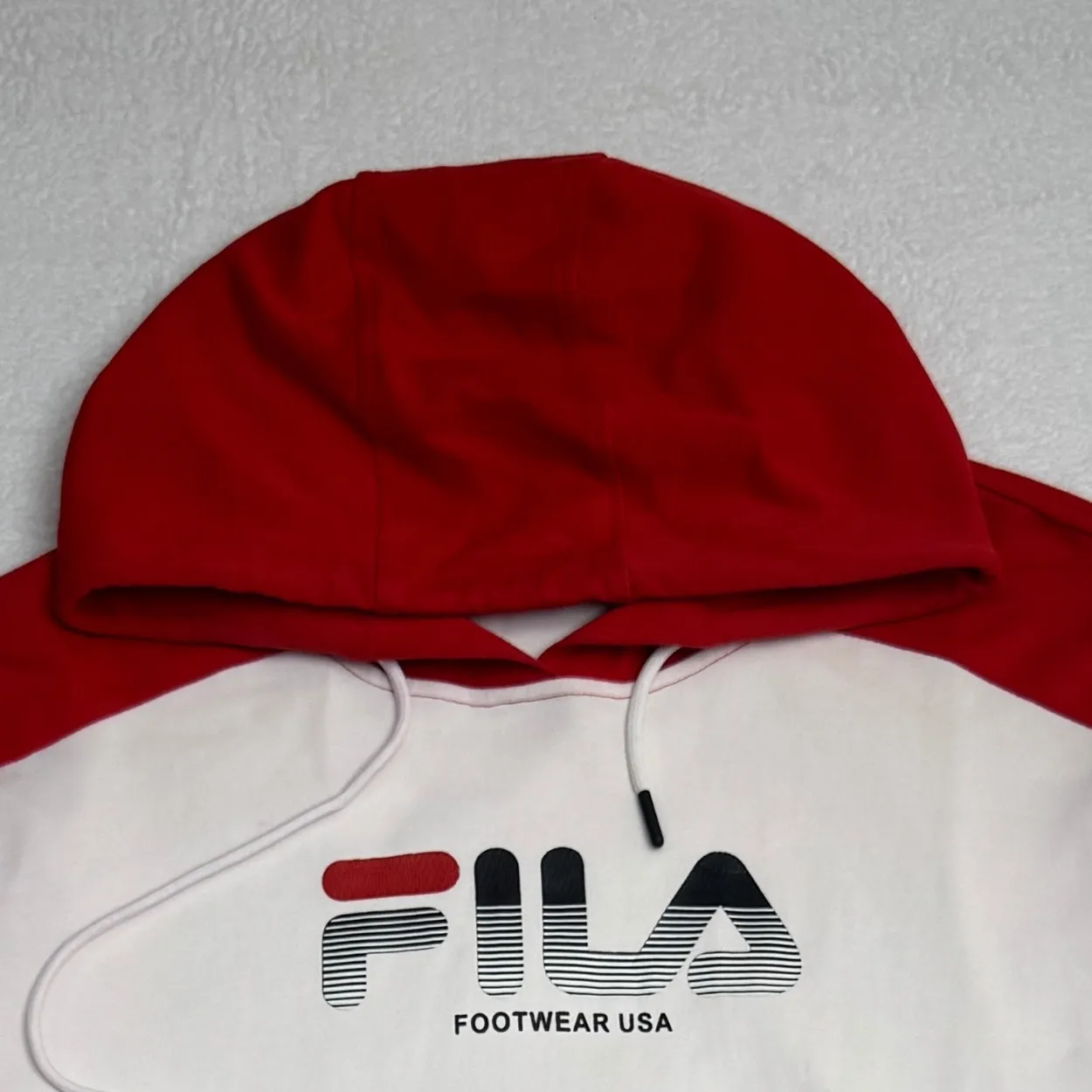 FILA Colorblock Red & White Pullover Hoodie