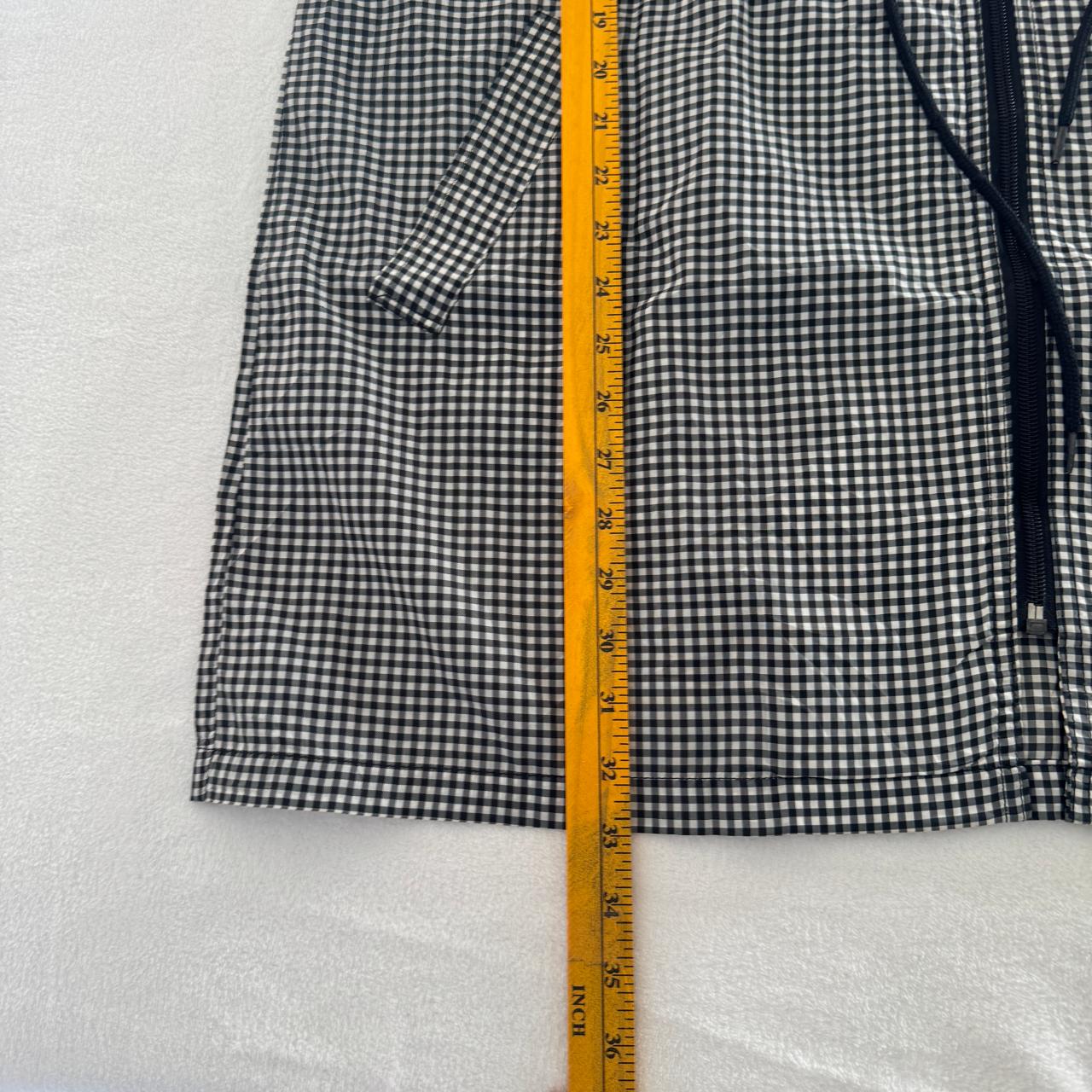 Checkered Hooded Zip-Up Rain Jacket