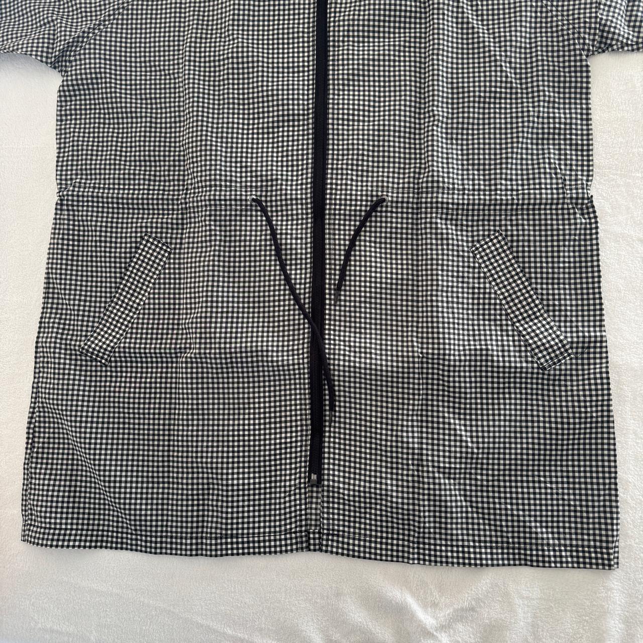 Checkered Hooded Zip-Up Rain Jacket