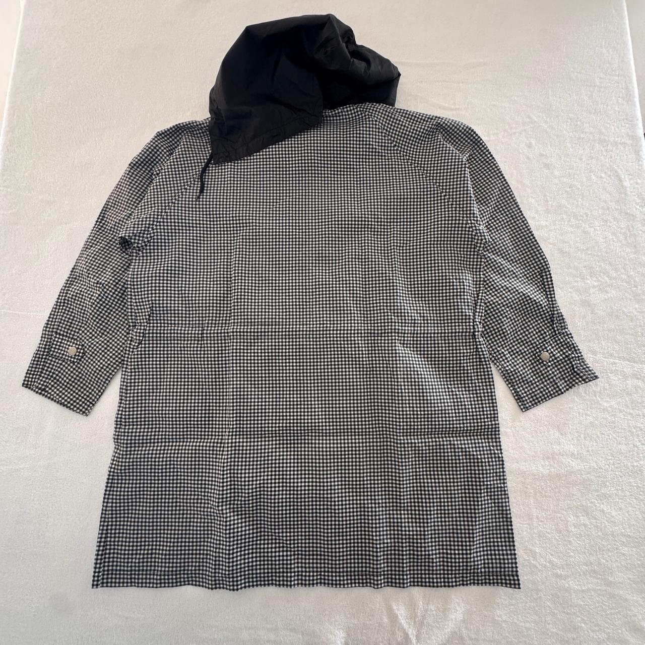 Checkered Hooded Zip-Up Rain Jacket
