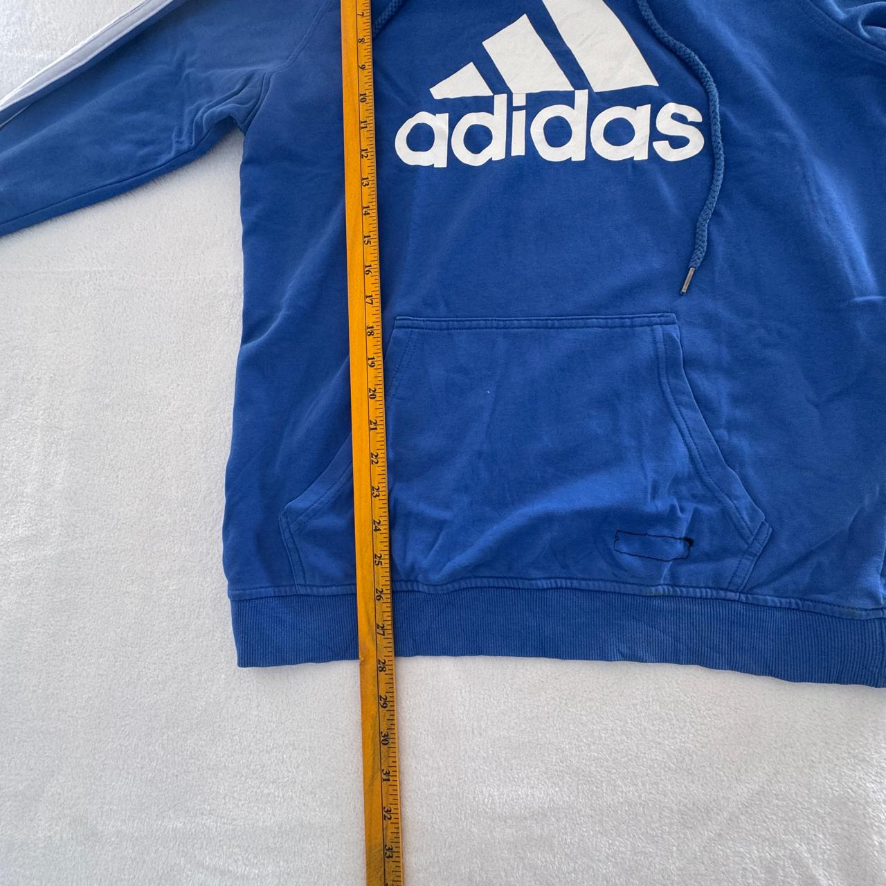 Adidas Blue Three-Stripe Pullover Hoodie
