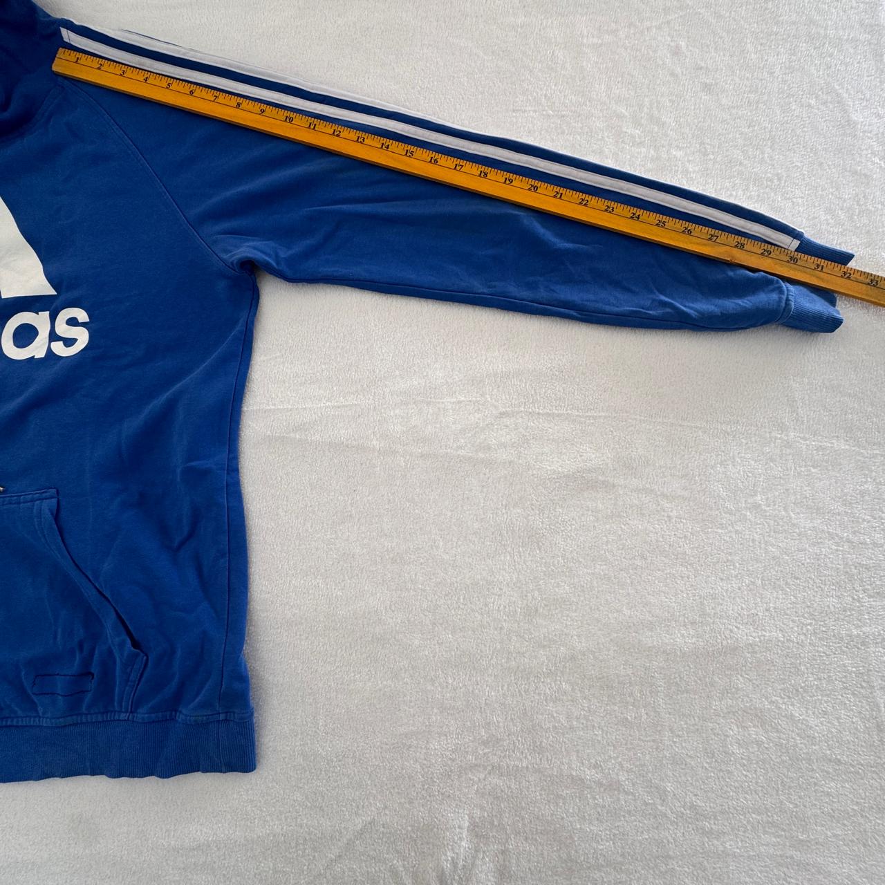 Adidas Blue Three-Stripe Pullover Hoodie
