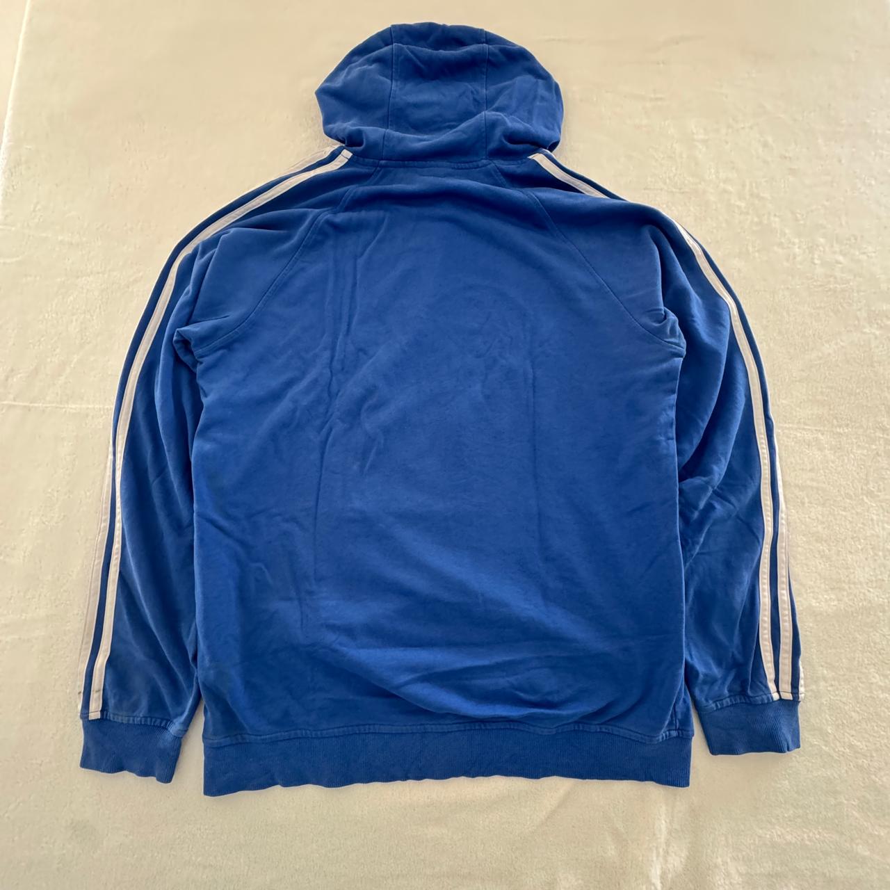 Adidas Blue Three-Stripe Pullover Hoodie