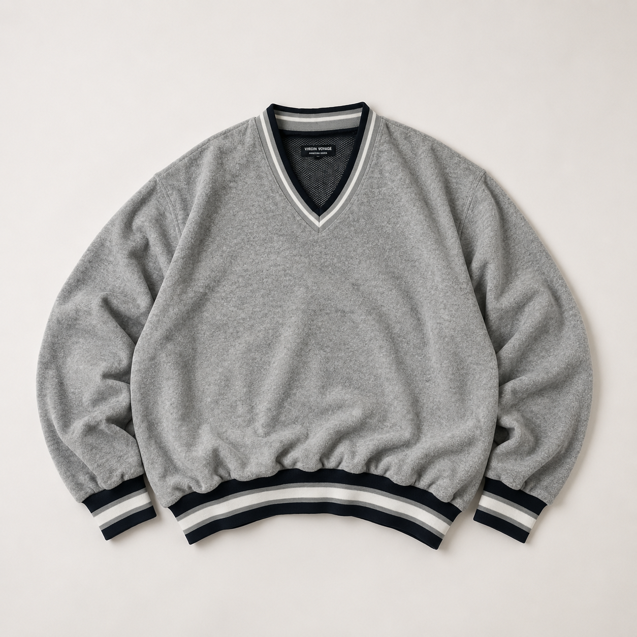 Virgin Voyage Gray V-Neck Pullover Sweatshirt