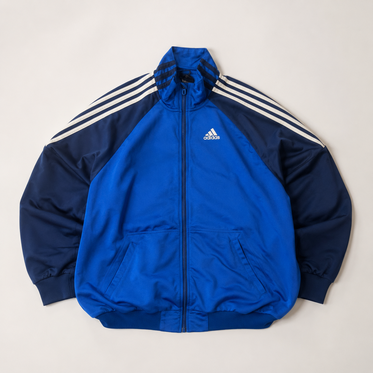 Adidas Blue Three-Stripe Track Jacket