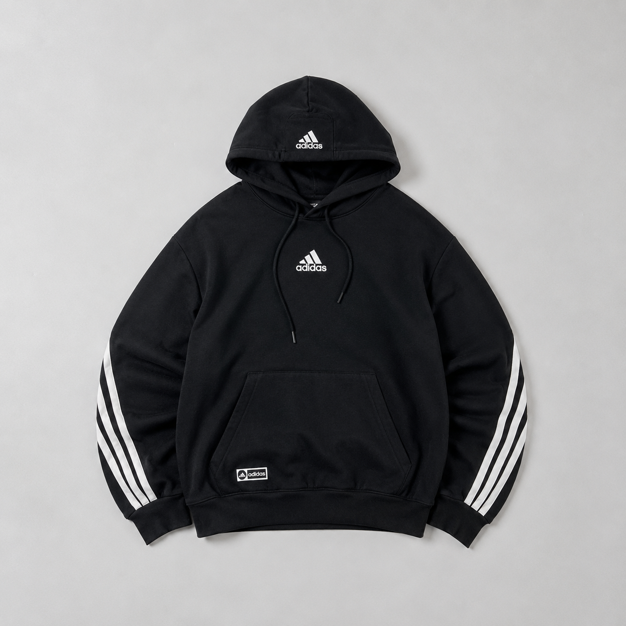 Adidas 3-Stripes Pullover Hoodie – Black