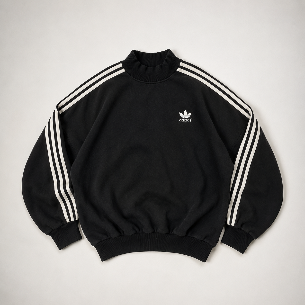 Adidas Originals Three-Stripe Mock Neck Sweatshirt